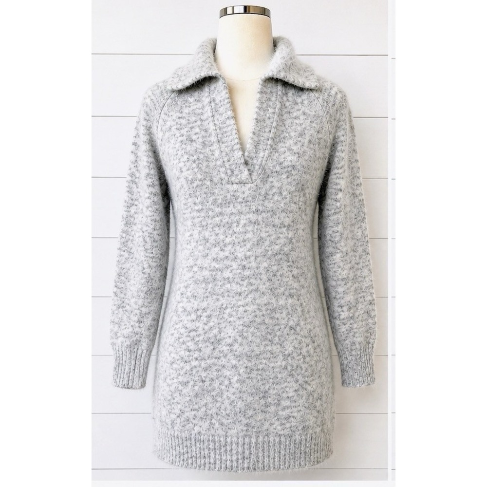 La Classe Couture Women's Small Gray Cowl Neck Sweater Dress Long Sleeve